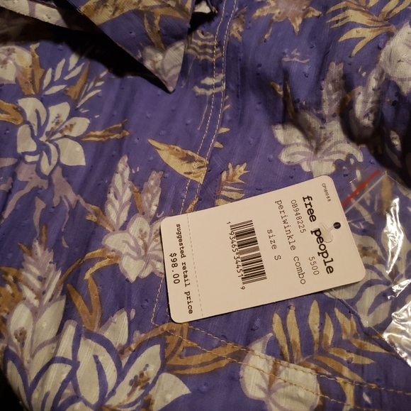 Free People Love Letters Button Down Shirt Cotton - Picture 3 of 4